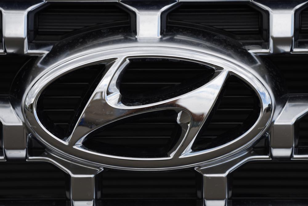 The Hyundai company logo is displayed Sunday, Sept. 12, 2021, in Littleton, Colo.