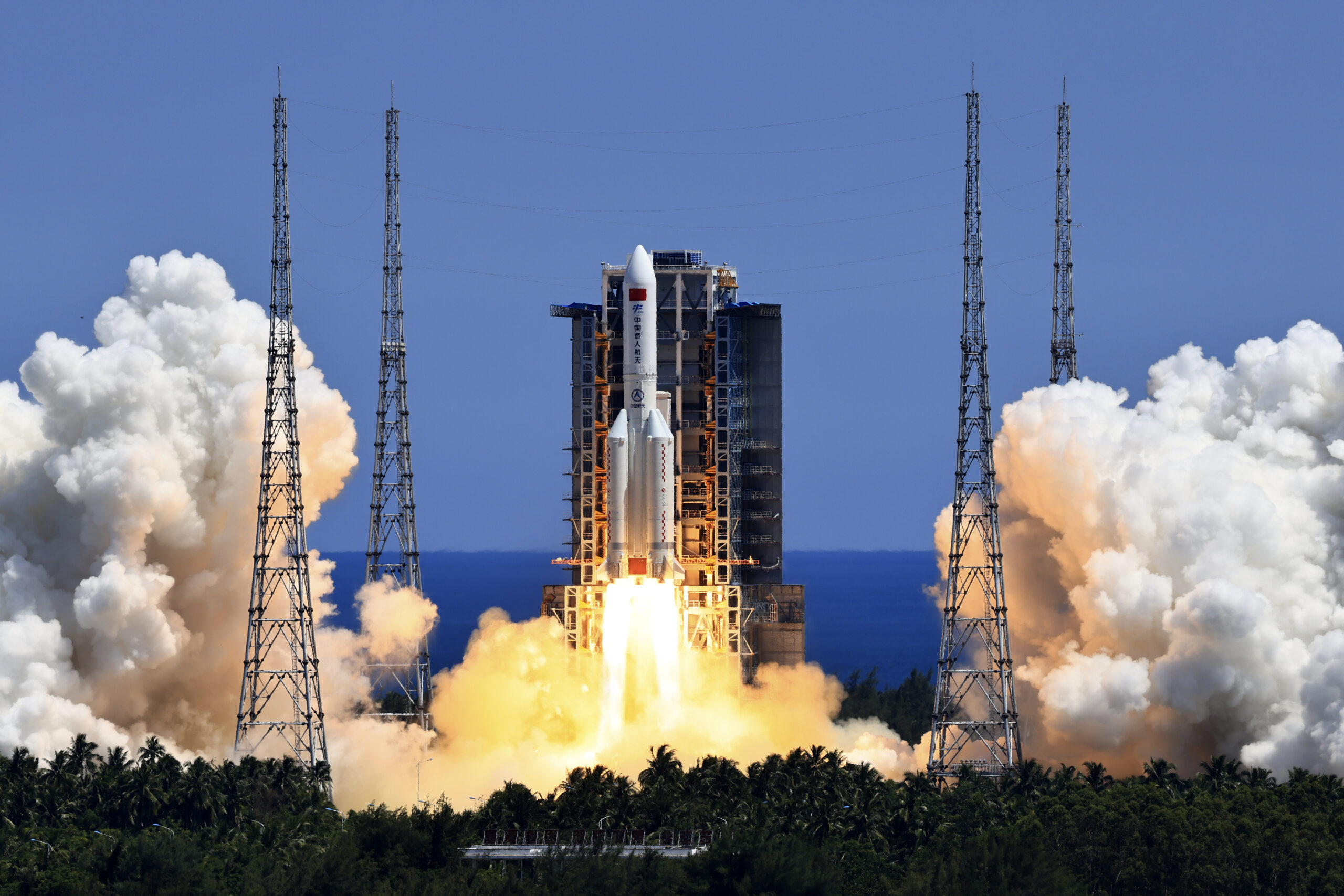 FILE - In this photo released by Xinhua News Agency, the Long March 5B Y3 carrier rocket, carrying Wentian lab module blasts off from the Wenchang Space Launch Center in Wenchang in southern China's Hainan Province Sunday, July 24, 2022. Debris from the rocket that boosted part of China’s new space station into orbit fell into the sea in the Philippines on Sunday, July 31, the Chinese government announced. Most of the final stage of the Long March-5B rocket burned up after entering the atmosphere at 12:55 a.m., the China Manned Space Agency reported. (Li Gang/Xinhua via AP, File)