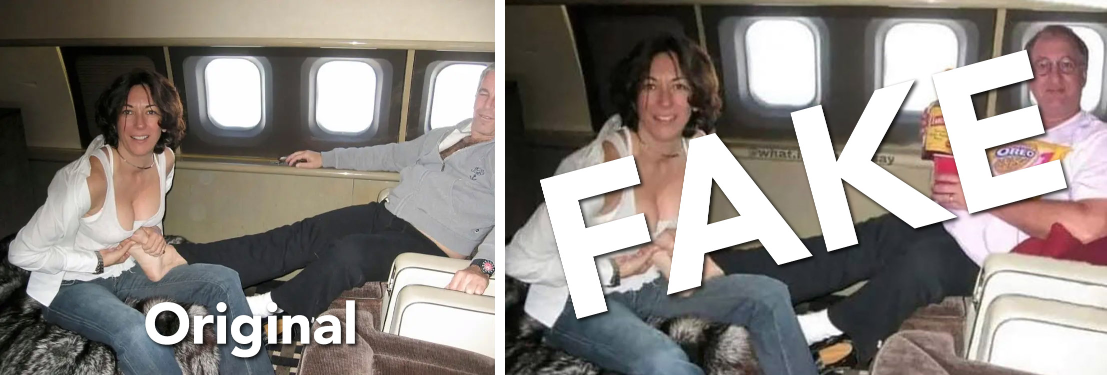 Florida Magistrate Judge Bruce Reinhart was not photographed on an airplane receiving a foot massage from Jeffrey Epstein associate and convicted sex trafficker Ghislaine Maxwell.