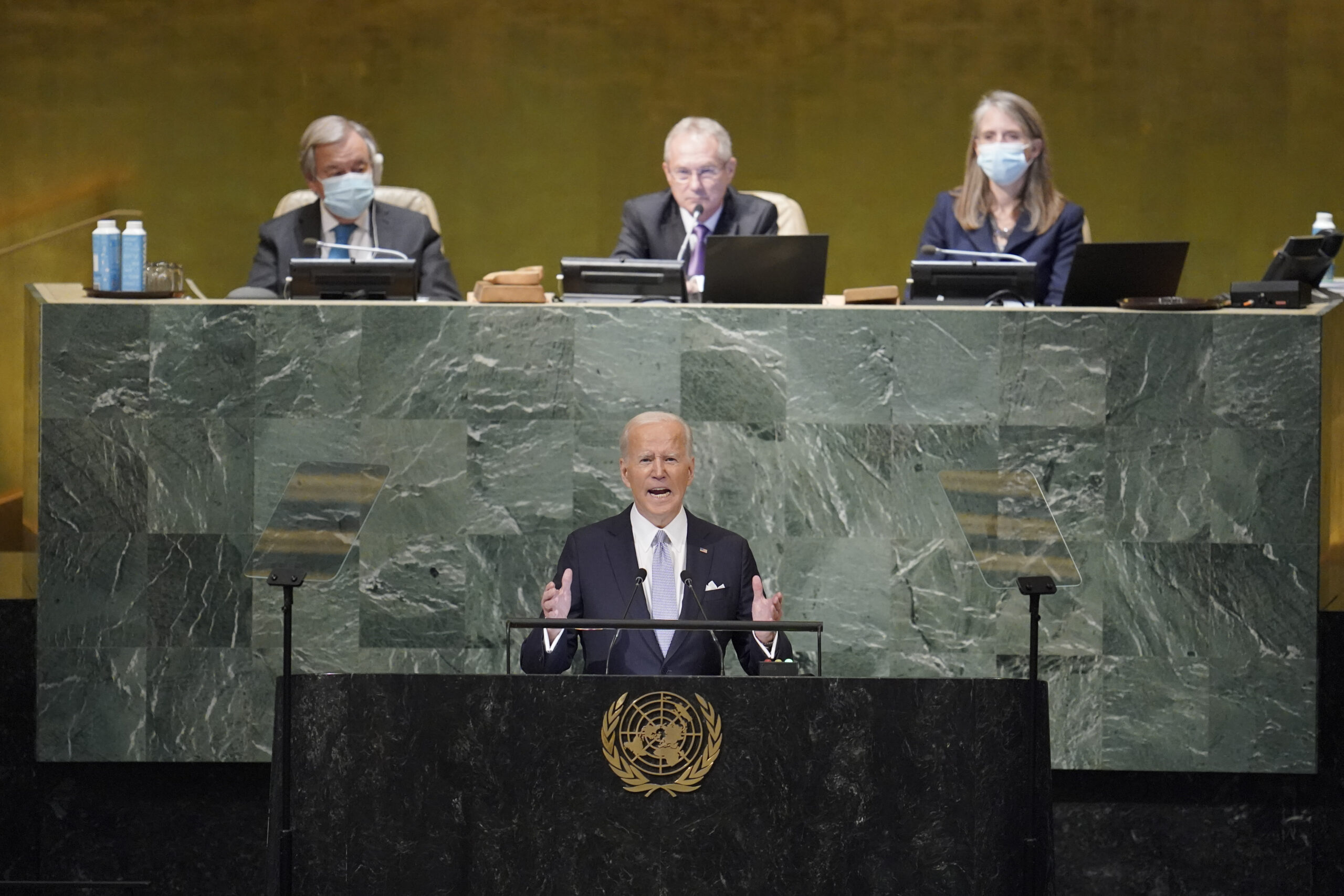 President Joe Biden addresses to the 77th session of the United Nations General Assembly, Wednesday, Sept. 21, 2022, at U.N. headquarters. (AP Photo/Mary Altaffer)