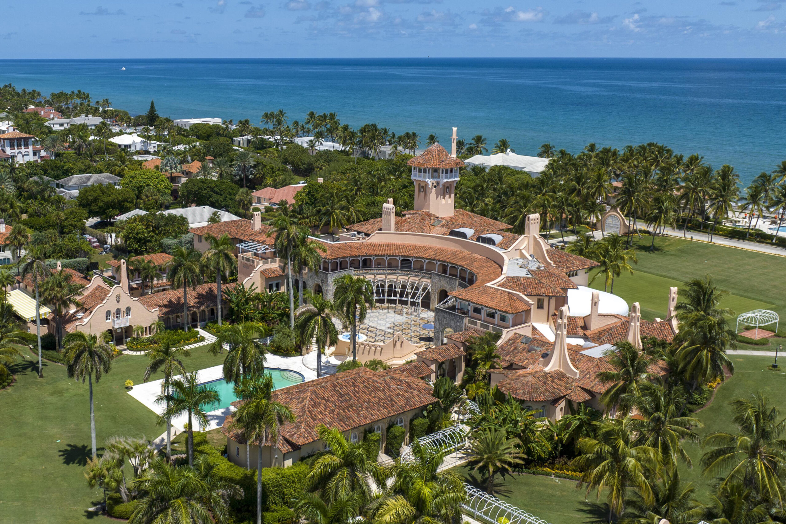 FILE - An aerial view of former President Donald Trump's Mar-a-Lago club in Palm Beach, Fla., on Aug. 31, 2022. A federal judge has appointed Raymond Dearie, a veteran New York jurist to serve as an independent arbiter and review records seized during an FBI search of former President Donald Trump's home last month. (AP Photo/Steve Helber, File)