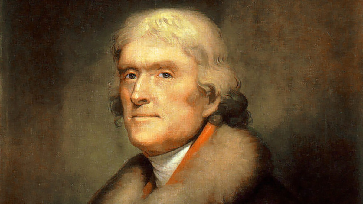 This painting of Thomas Jefferson was created by Rembrandt Peale and is hosted by Wikimedia Commons.