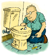 Plumber repairing toilet