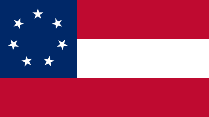 Confederate flag 1861 The first official national flag of the Confederacy, often called the Stars and Bars, flew from March 4, 1861, to May 1, 1863.