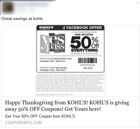 thanksgiving kohls coupon