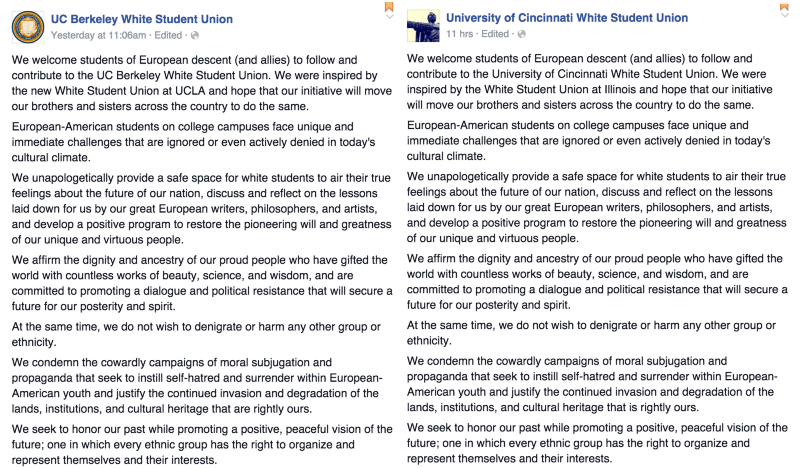 white student union hoax