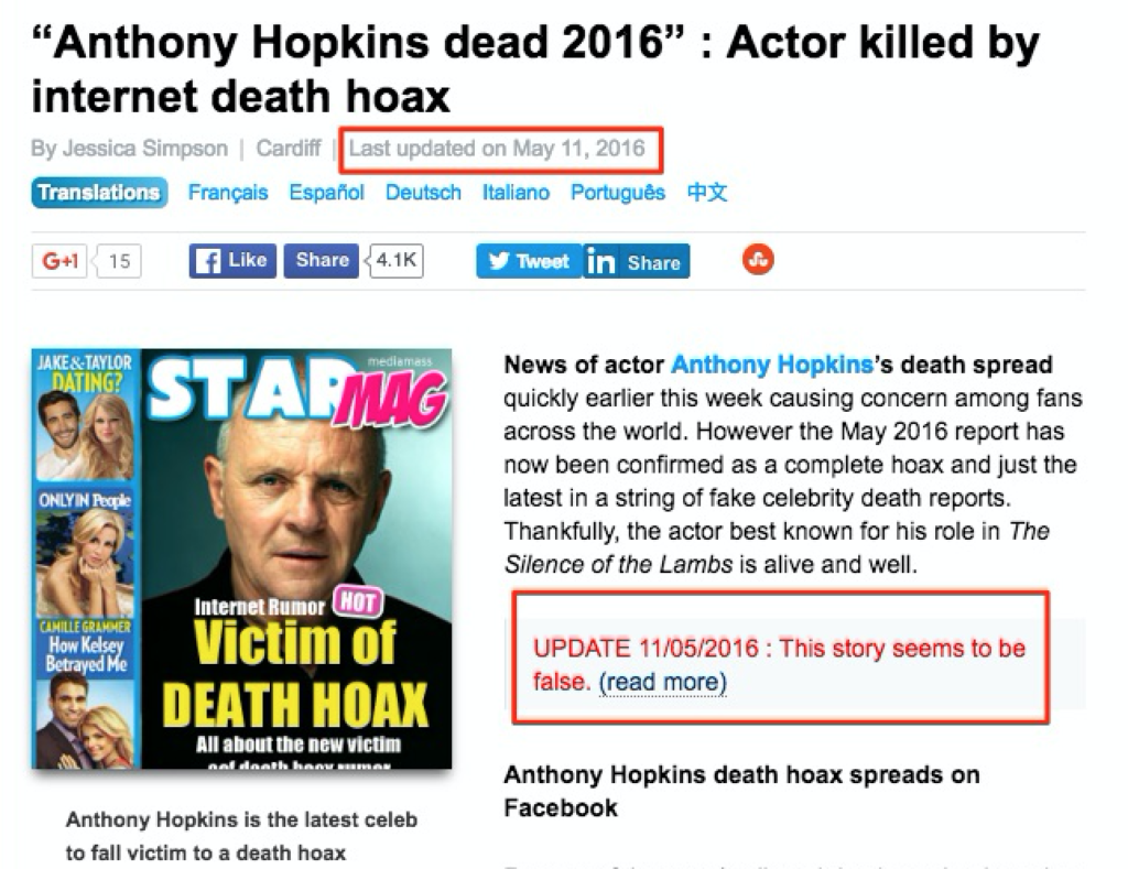 hopkins death hoax