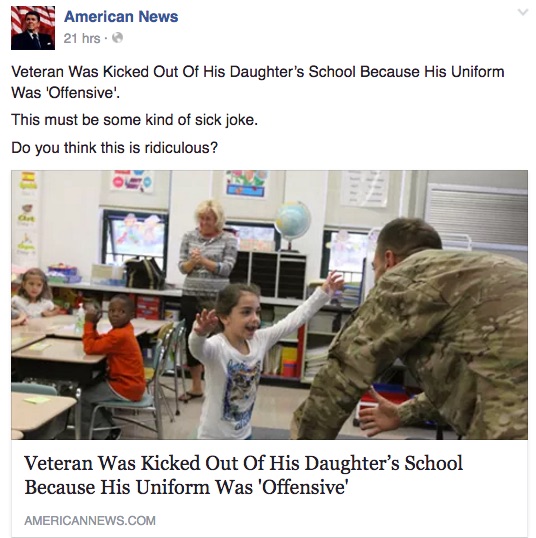 veteran was kicked out of his daughter's school because his uniform was offensive