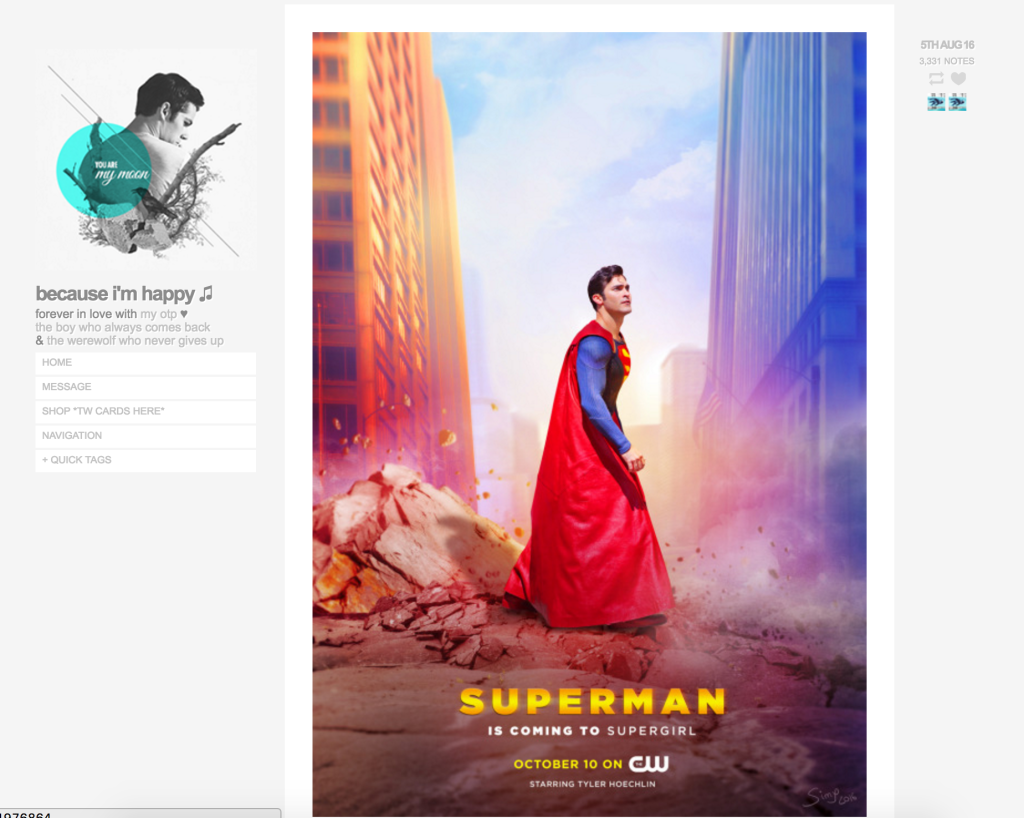 Superman Tumblr screen shot