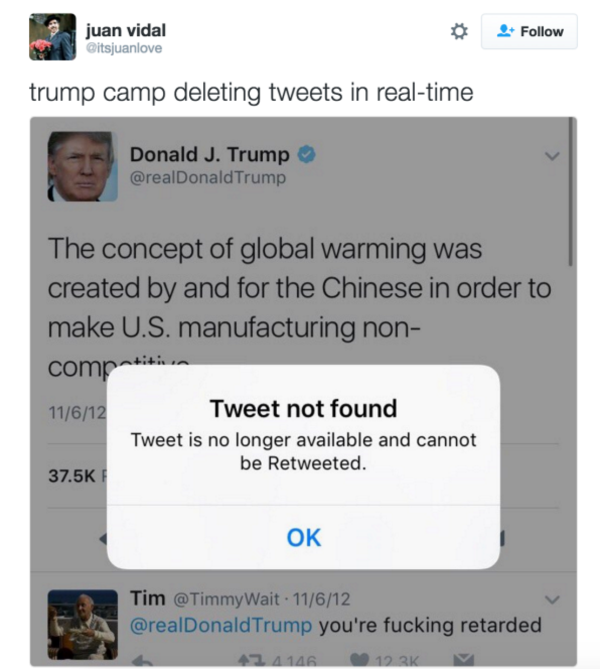 trump deletes tweets