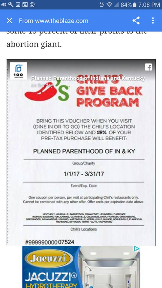 chili's planned parenthood