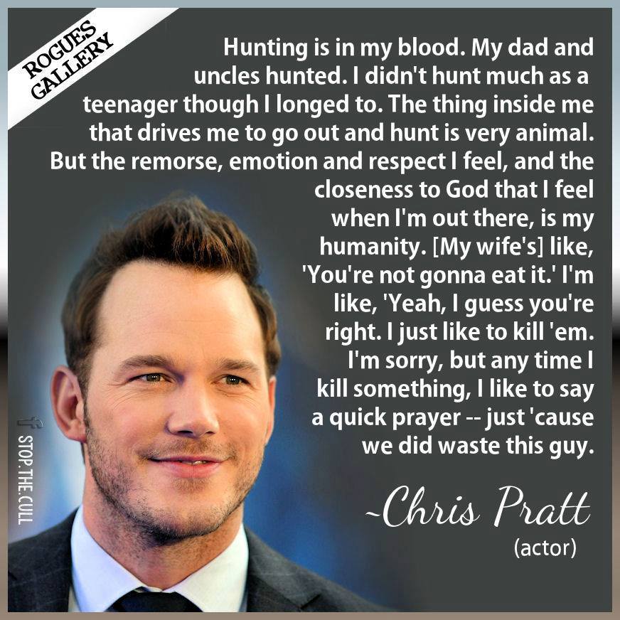 Did Actor Chris Pratt Say He Likes Hunting Because He Enjoys Killing Animals?  