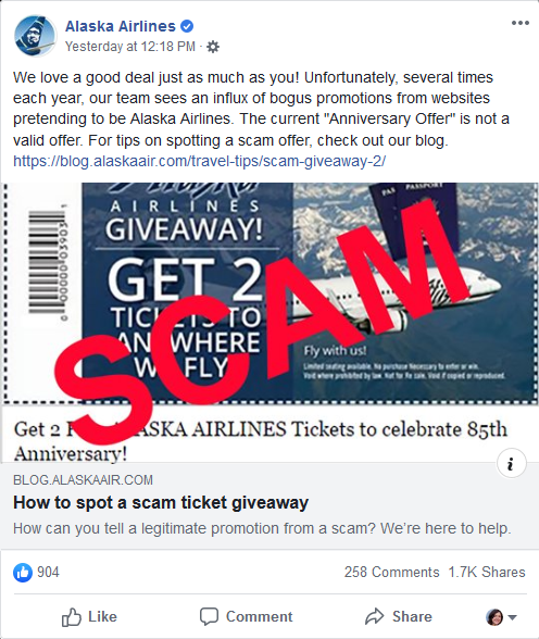 alaska air ticket scam
