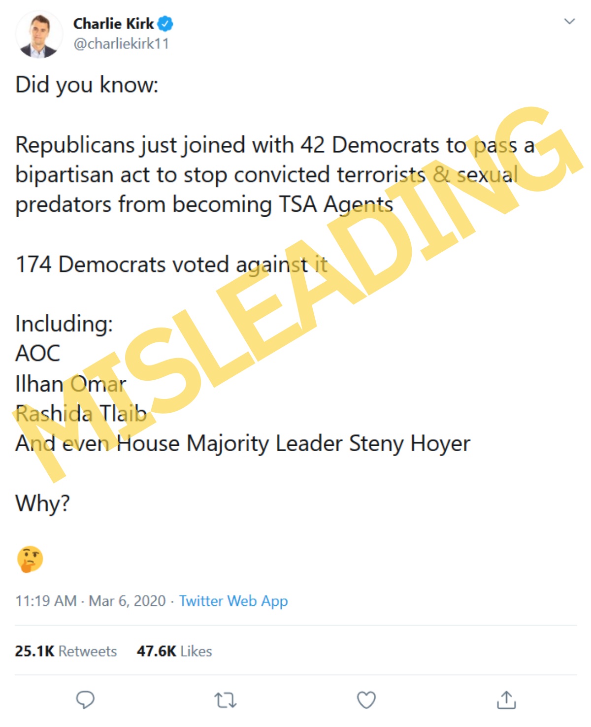 174 Democrats voted against