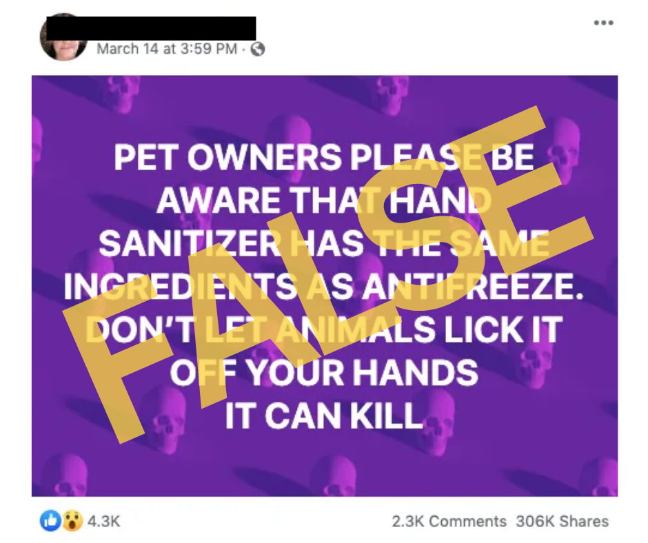 hand sanitizer same as antifreeze pets dogs
