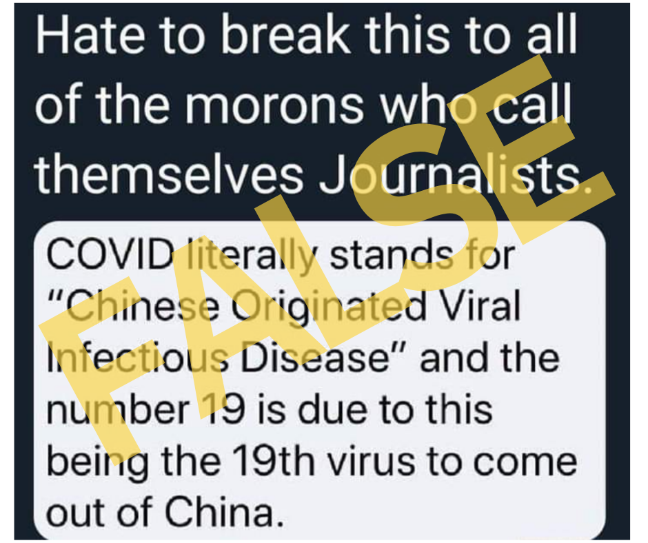covid stands for chinese originated viral infectious disease
