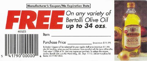 Fake Bertolli coupon