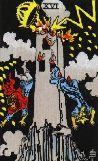 The Tower card from a Tarot deck